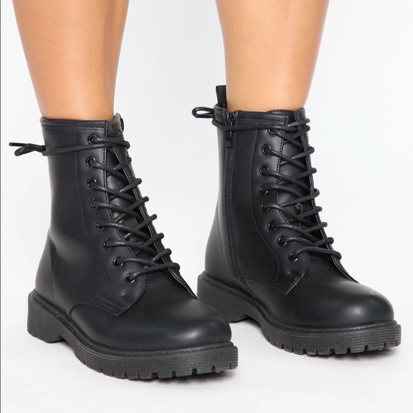 Fashion Nova Shoes - Black Combat Boots.